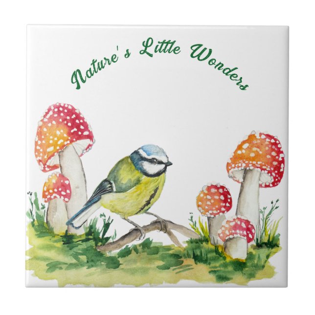 Azulejo Blue Tit and Fly Agaric in a Forest Clearing (Frente)