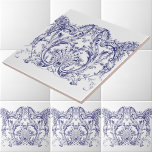 Azulejo Blue & White Baroque Rococo Cartouche Frieze<br><div class="desc">Este estilo barroco azul y blanco de rococó con carteles de concha y frisos de hojas de acanthus se derivó de un ilustracion antiguo de 1745 de Alexis Peyrotte.</div>