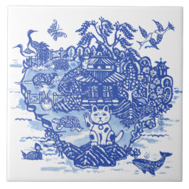 Azulejo Blue Willow Diversión inusual Animal Iguana Hedgeh