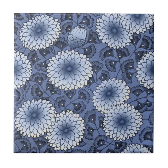 Azulejo Blue Wm Morris Arts & Crafting Chrysanthemum Repro (Frente)