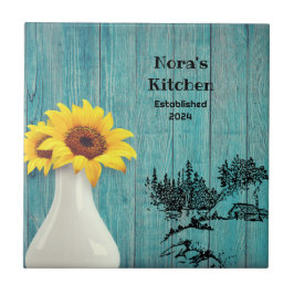 Azulejo Blue Wood Daisy