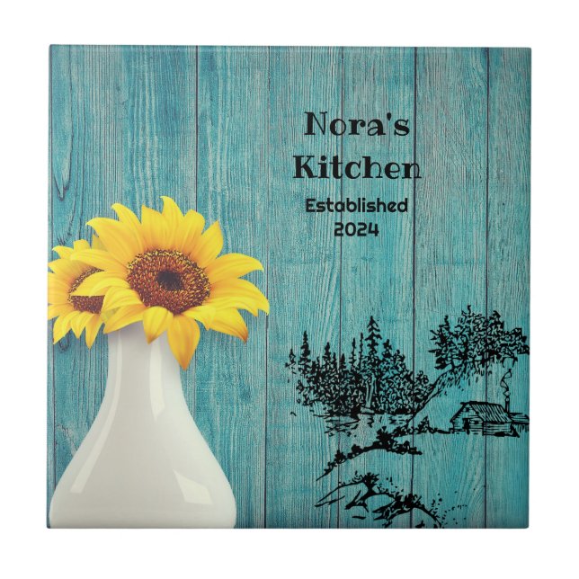 Azulejo Blue Wood Daisy (Frente)