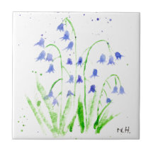 Bluebells acuarela bonito azul floral elegante c