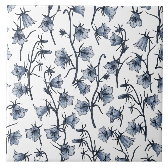 Azulejo Bluebells, Harebells, Bellflowers (Frente)