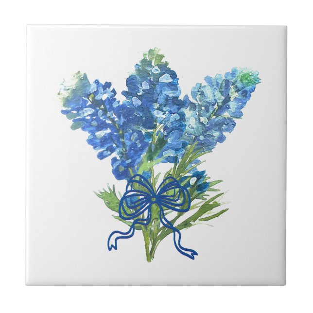 Azulejo Bluebonnets Texas State Flowe Lupine Watercolor (Frente)