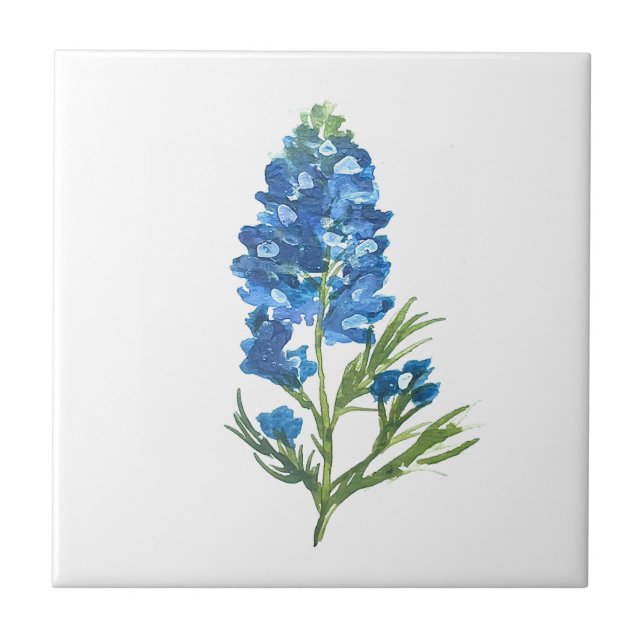 Azulejo Bluebonnets Texas State Flowe Lupine Watercolor (Frente)
