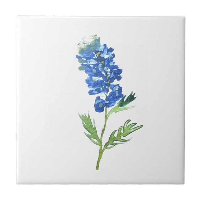 Azulejo Bluebonnets Texas State Flowe Lupine Watercolor (Frente)