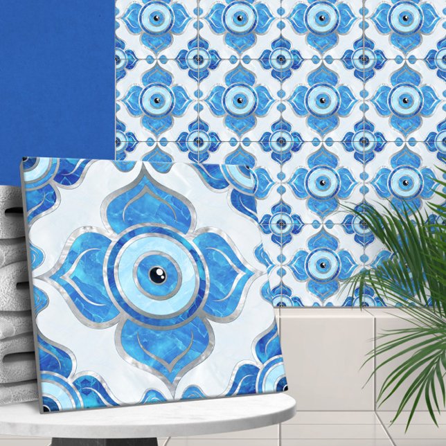 Azulejo Blues ornamentos de ojos malvados y Pearl (Subido por el creador)