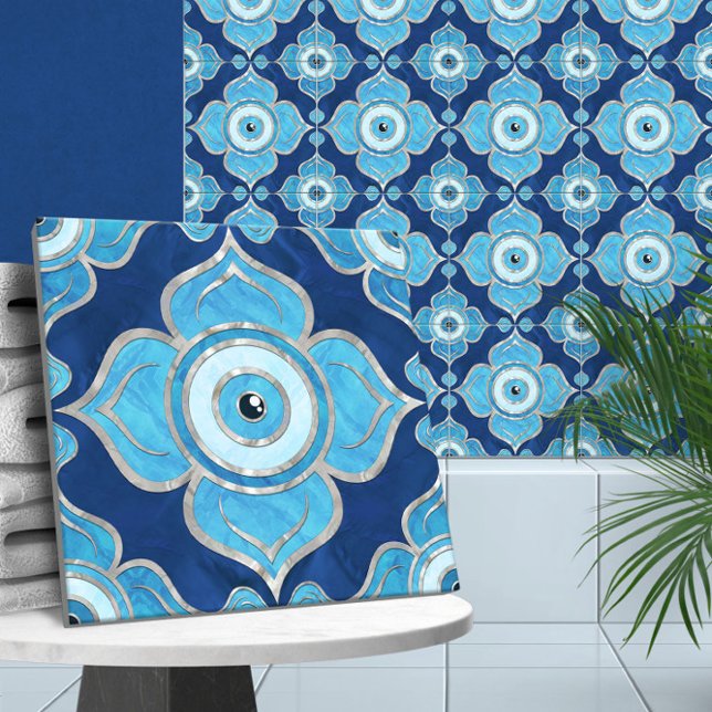 Azulejo Blues ornamentos de ojos malvados y Pearl (Subido por el creador)