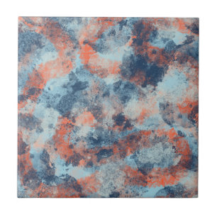 Azulejo Blues y Naranjas Cojín decorativo abstracto silenc