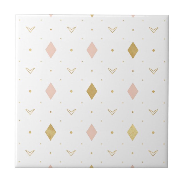 Azulejo Blush Pink Gold Geometric Pattern (Frente)