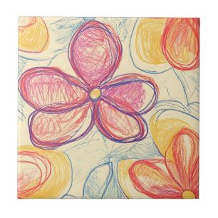 Azulejo Boceto de Flor Silvestre Vintage (4)