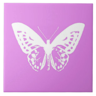 Azulejo Boceto de mariposa, orquídea y blanco