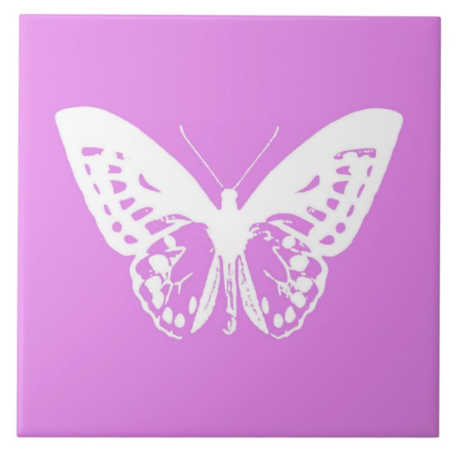 Azulejo Boceto de mariposa, orquídea y blanco (Frente)