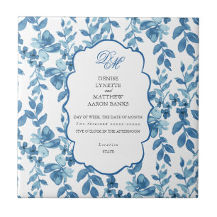 Azulejo Boda azul de espuma y de esquisto Keepsake Cerami