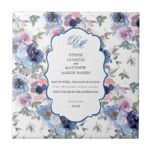 Azulejo Boda azul de espuma y de esquisto Keepsake Cerami
