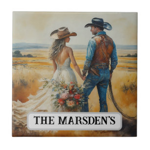 Azulejo Boda Country Western Acuarela