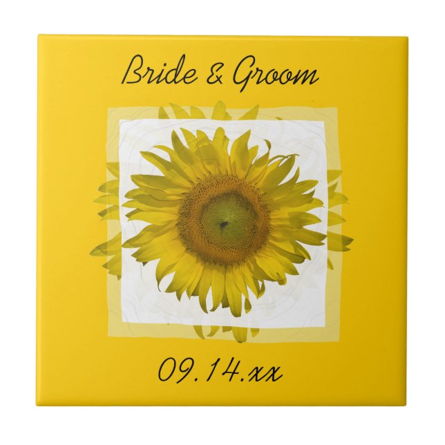 Azulejo Boda de girasol amarillo (Frente)