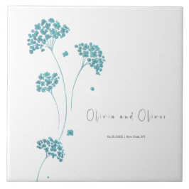 Azulejo Boda de las flores turquesas