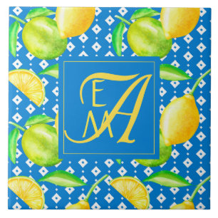 Azulejo Boda de Lemon Tree Ocean Blue MONOGRAM