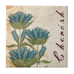 Azulejo Boda de Vintage de Flores Azules