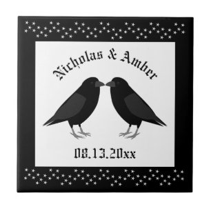 Azulejo Boda gótico Kissing Ravens Personalizado