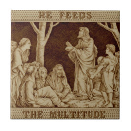 Azulejo Boda Jesús Milagro Repro Antiguo Sepia Oro