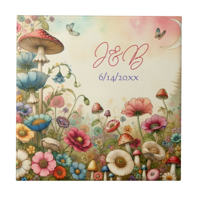 Azulejo Boda personalizada de Cottage Core (Frente)