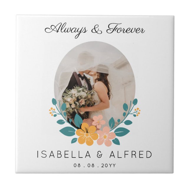 Azulejo Boda personalizado siempre y siempre (Frente)