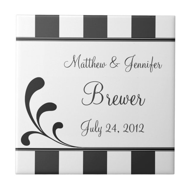 Azulejo Boda personalizado Tile Gift & Keepsake con texto (Frente)