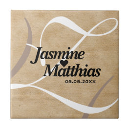 Azulejo Boda Rústico Elegante Monograma Vintage Burlap