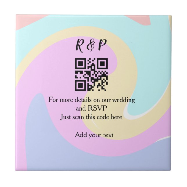 Azulejo Boda sitio web rsvp q r código añadir nombre texto (Frente)