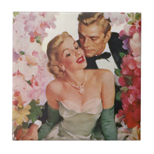 Azulejo Boda Vintage, recién casados novios retro