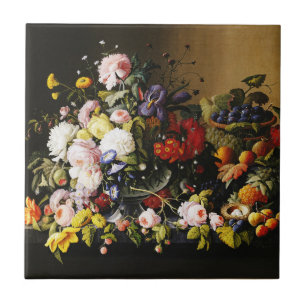 Azulejo Bodegón vintage de flores y frutas de Severin Roes