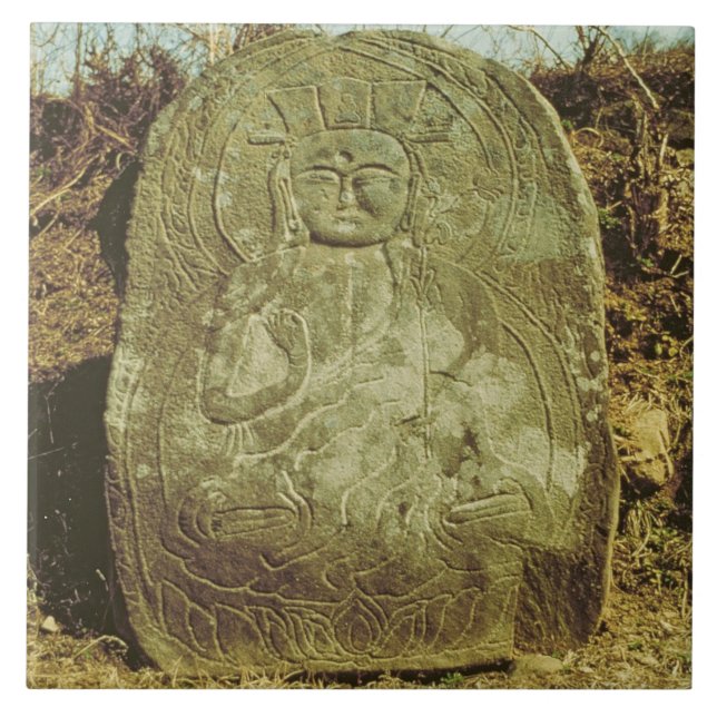 Azulejo Bodhisattva asentado, coreano, ANUNCIO c.985 (Frente)