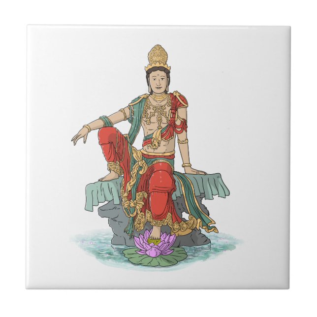 Azulejo Bodhisattva de la cerámica de Compasión (Frente)