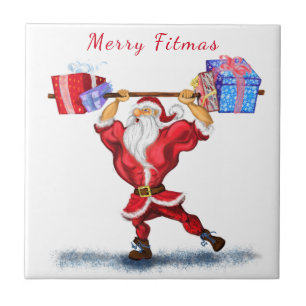 Azulejo Bodybuilder Santa Funny Navidades Tile Cerámico