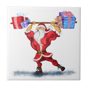 Azulejo Bodybuilder Santa Funny Navidades Tile Cerámico