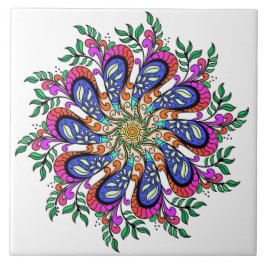 Azulejo Bohemian Mod Floral Mandala