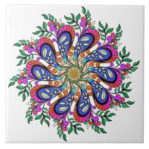 Azulejo Bohemian Mod Floral Mandala