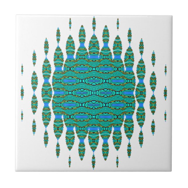 Azulejo Boho aqua moderna y elegante (Frente)