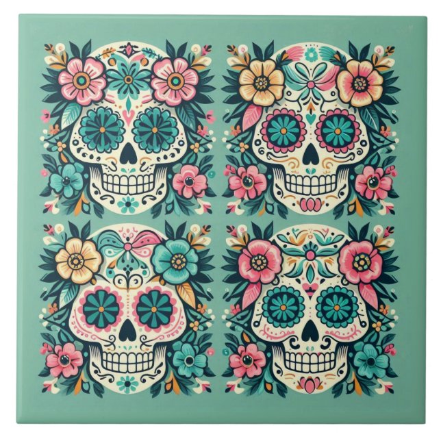 Azulejo Boho Calaveras de Azúcar (Frente)