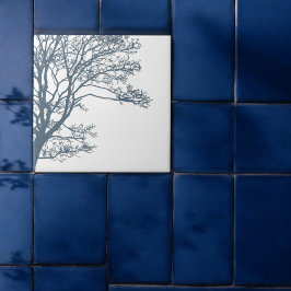 Azulejo Boho de árbol único azul