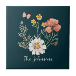 Azulejo Boho de Flor Silvestre Botánica Personalizada