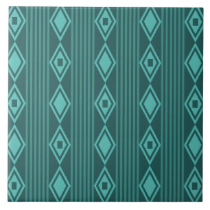 Azulejo Boho Diamantes Rayas Verde Azul