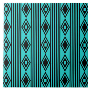Azulejo Boho Diamonds Strids Black Turquoise