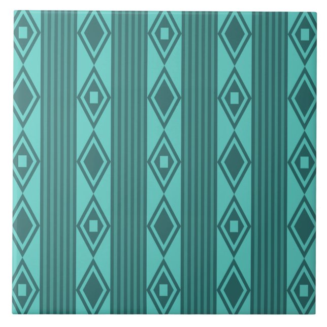 Azulejo Boho Diamonds Stripes Turquoise (Frente)