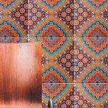 Azulejo Boho Ecléctico Kaleidoscópico Hip Ochre Verde azul<br><div class="desc">Hermoso y único diseño de tejas decorativas que presenta un patrón abstracto sin fisuras kaleidoscópico en verde azulado y ocre.</div>