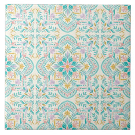 Azulejo Boho Floral Ceramic Tile
