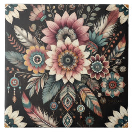 Azulejo Boho florece por la noche